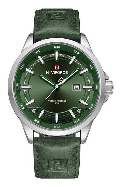 Naviforce PU Leather Band Analog Quartz Wrist Watch For Men NF9248L S/GN/GN - 46mm - Green