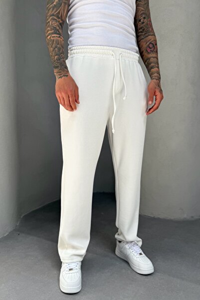 MADZEYMODA Full Lycra Super Stretchy Λευκό Ανδρικό φαρδύ κοτσίδα Jogger KE-5030