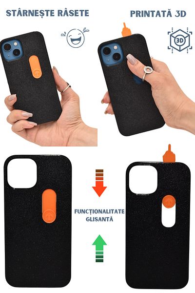 clickzu Clickzu case, with sliding finger, 3D printed, compatible with iPhone 14, anti-shock and anti-scratch