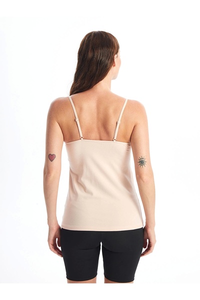 LC Waikiki Lcw Dream Pink Heart Collar Strap Women's Cup Tank Top