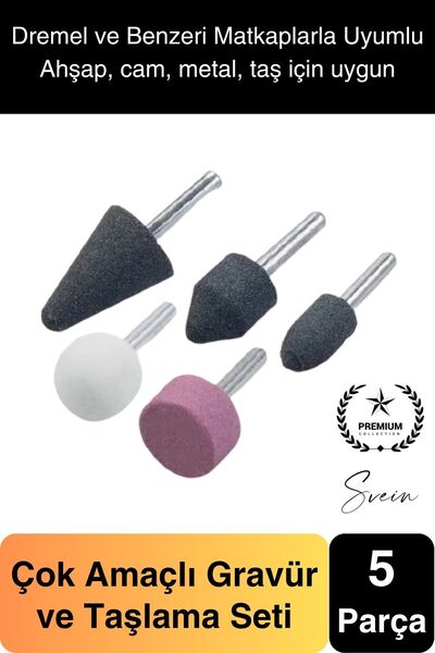 Svein Premium 5 Parça Hobi Gravür Taşlama Ucu Mini Metal Ahşap Oyma Seti Parl...