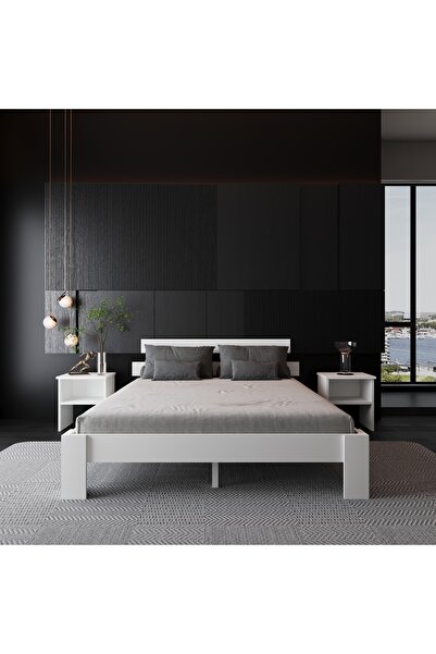 RENAZZO 2 Çekmeceli Lotus Mdf Karyola | Çift Kişilik Yatak Uyumlu, Kolay Kurulum