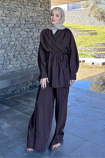Ovn. Shoulder Gathered Suit - Brown