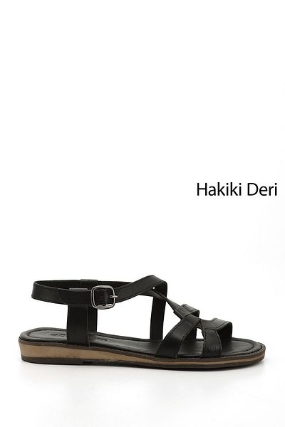 GÖNDERİ(R) Sandale negre din piele naturală pentru femei/fete
