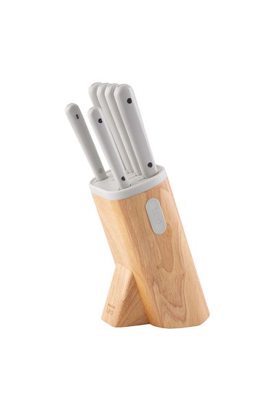 Berghoff Knife set with stand Spirit, 7 pieces, Steel, ABS, Wood, White