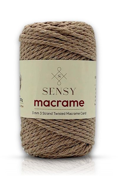 SENSY Premium 3 Twist Cotton Taranan Macrame Σχοινί Μακραμέ Χόμπι Σχοινί Τρεις Στριφτές Καφές με γάλα
