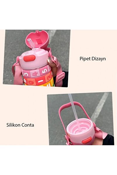 Vagonlife Çelik Matara Vgn-30031 430 ml Pipetli Boyun Askılı - Pembe