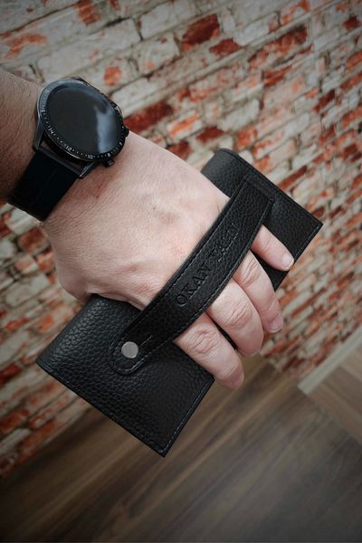 VANİLLA COLLECTİON Unisex Black Large Paraportfolio Clutch Bag with Wallet and Hand Band - with Phone Compartment
