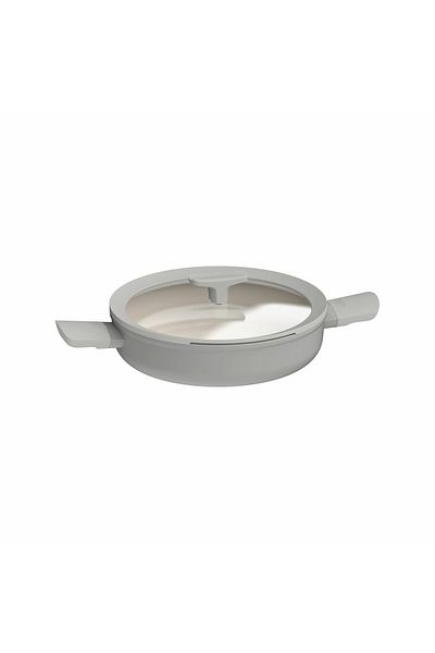 Berghoff Cratiță Balance Moonmist, 26 cm, 2,9 l, 2 mânere, capac, aluminiu reciclat, sticlă, gri