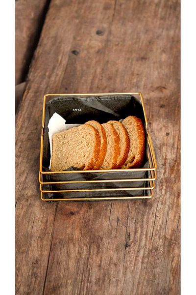 tafce Bread Basket Multi-Purpose Metal Box Luxury Gold Stainless Basket Black Fabric