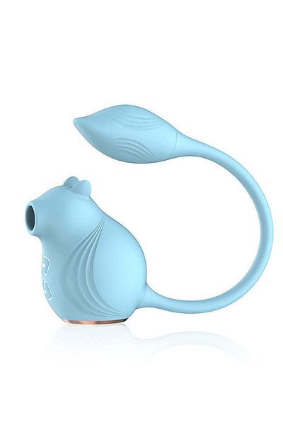 WildFashion Vibrator dublu cu mode de suctiune si vibrare, SkyBlue, TOY497-48
