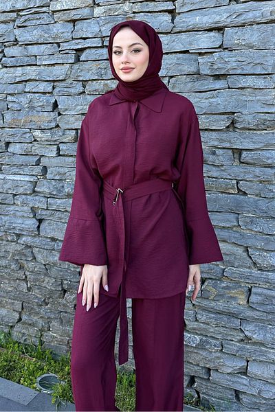 Ovn. Βαμβακερό Σετ με Ζώνη - Claret Red
