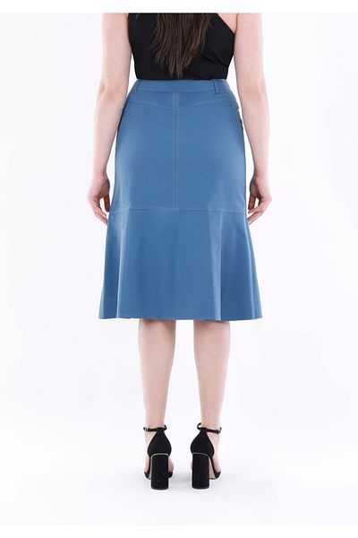 Guzella Amvelop Midi Skirt with Pleat and Button Detail