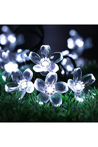 UpWay Güneş Enerjili Silikon Çiçekli Beyaz Renkli Dekoratif Bahçe ve Balkon S...