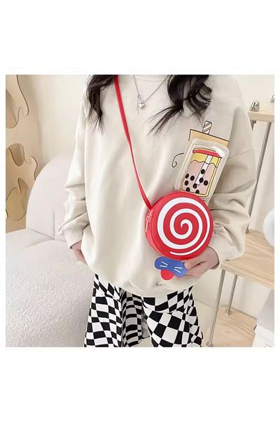 synshop Lollipop Candy Model Piele Fata Copii Portofel Bebeluș Geantă Umăr Dimensiuni 12x12cm