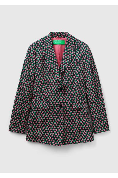 United Colors of Benetton Jachetă de damă roz cu modele florale