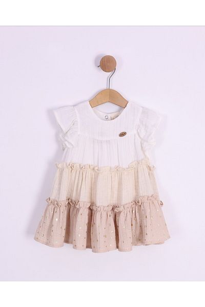 PİTABABY Fiona-Brown 3-Layer Color Transition Baby Girl Dress