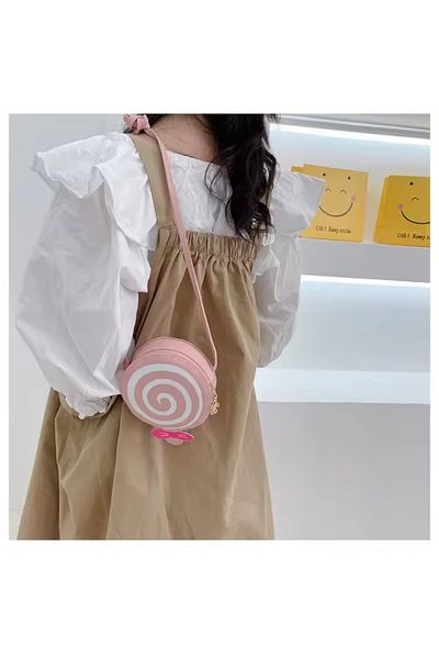synshop Lollipop Candy Model Leather Girl Child Baby Wallet Shoulder Side Bag Dimensions 12X12Cm