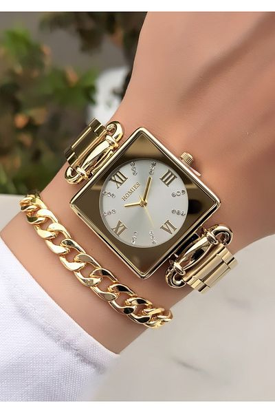 Homies Original New Season Square Case Women's Watch with Bracelet Gift