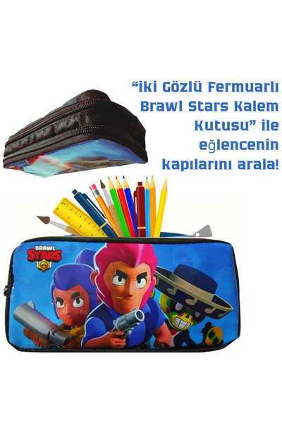 booddie Brawl Stars Boyama Kitabı Stickerlı,Resim Defteri, Brawl Kalem kutusu & 12' li Kuru Boya Kalemi Seti