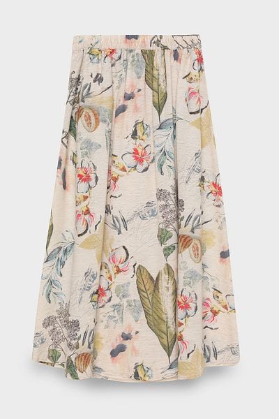 Quzu Fusta Midi plisată cu modele florale Natural