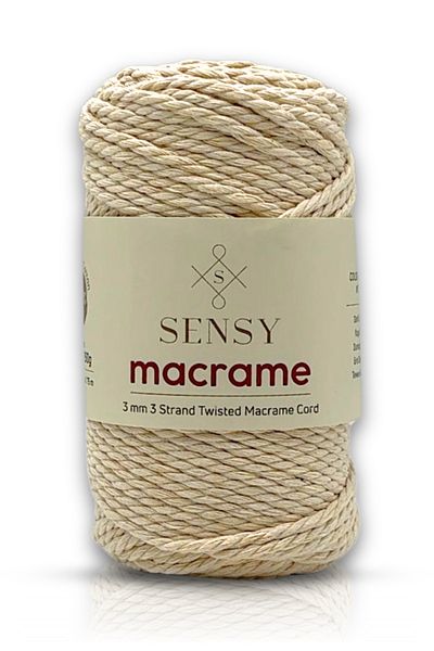 SENSY Premium 3 Twist Cotton Screening Macrame Σχοινί Μακραμέ Σχοινί Χόμπι Τρία Περιστροφές Εκρού