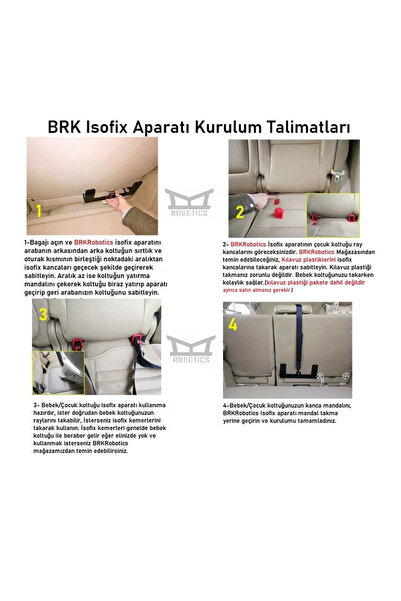 Brk Robotics Design Brk Isofix Bebek Oto Koltuğu Aparatı Metal Braketi Her Araca Uygun "hediye Kılavuz Plastiği"