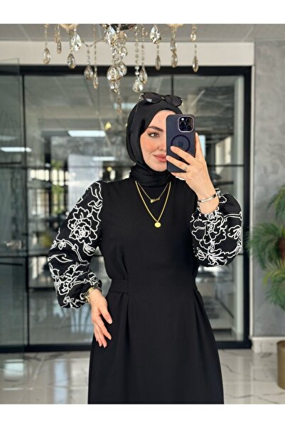 Zümra Tesettür Moda Hanne Elbise-Siyah Siyah Beden 3-48-50