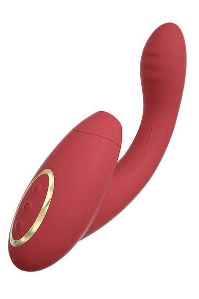 WildFashion Double vibrator with suction function, with 2 motors, for vaginal stimulation, Red, TOY484-3