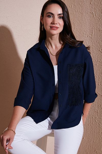 Lela Regular Fit Laced Pocket Detailed Long Sleeve Shirt Shirt 6773215