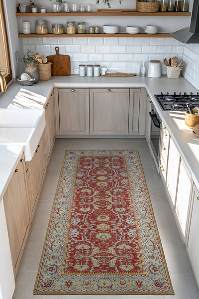 Cool Halı Private Kırmızı Yıkanabilir Mutfak Halısı Yolluk Leke Tutmaz Tezgah Önü Mutfak Paspası Mutfak Kilimi