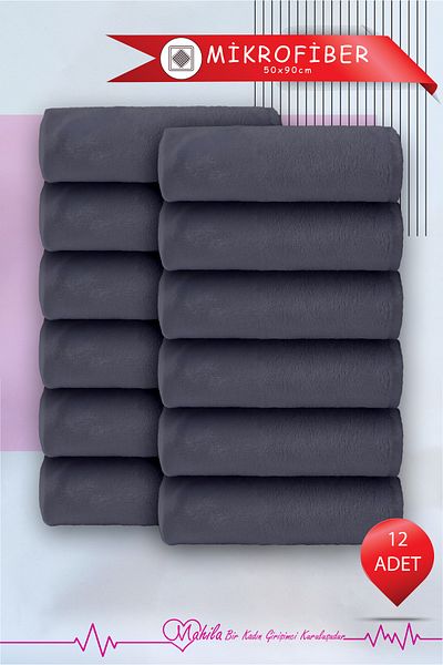 Mahila 12 Pieces 50X90 Microfiber Towels, Premium Towels, Sports Towels, Fitness Towels, Barber Hairdresser Towels
