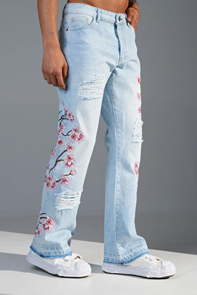 İkao Nakış Detaylı Regular Fit Flare Kot Pantolon
