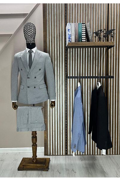 CXFASHİON Double Breasted Lycra Slim Fit Suit
