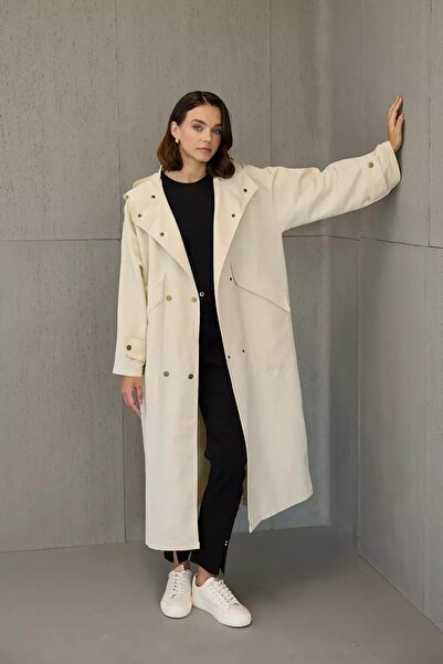 Kirazgym Trench pentru femei cu glugă și buzunar 1004