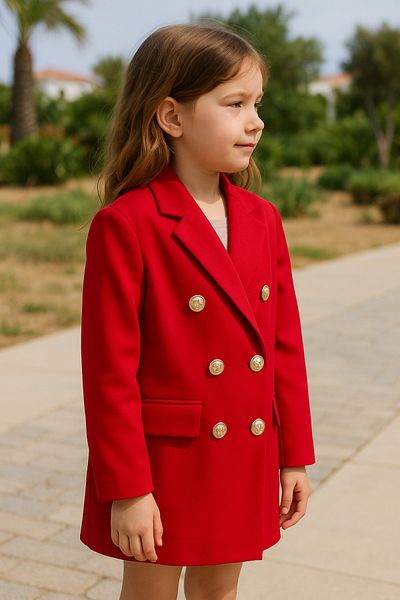 Hilal Akıncı Kids Gold Buttoned Blazer Jacket