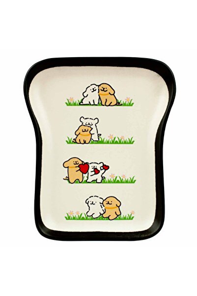 PALTO TASARIM Two Lovers Puppy Design Toast Plate - Breakfast Presentation Plate