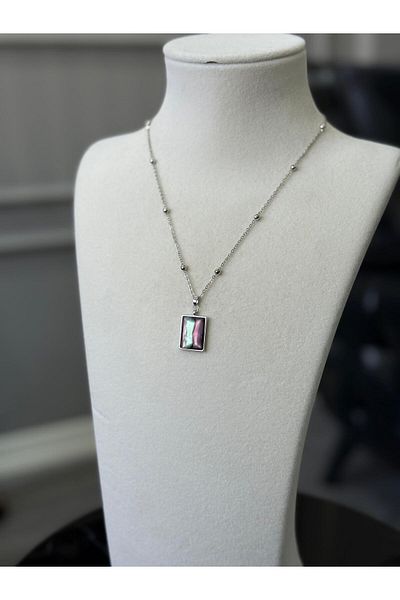 Store Color Changing Rectangular Necklace with Steel Chain
