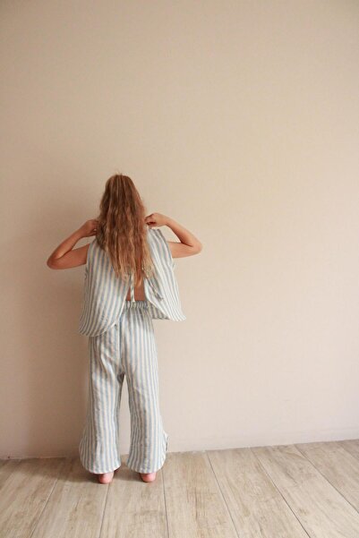 Oh La La Koala For Little Ones Blue Striped Back Detailed Muslin Suit