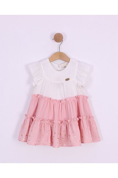 PİTABABY Fiona 3 Layer Color Gradient Baby Girl Dress – Cream & Pink