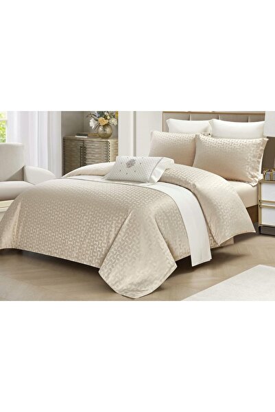 CHIRASO CHIRASO 4-Piece Satin Bedding Set, with Fitted Sheet 180x200, Elegant Design, Cream White