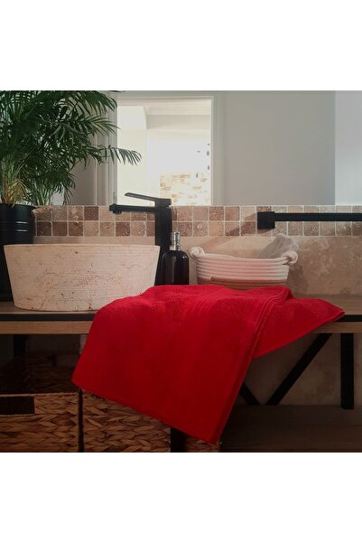 Kotonia Home Rise Jacquard bath towel - 100% Cotton, 70x130 cm, 500g/sqm, red