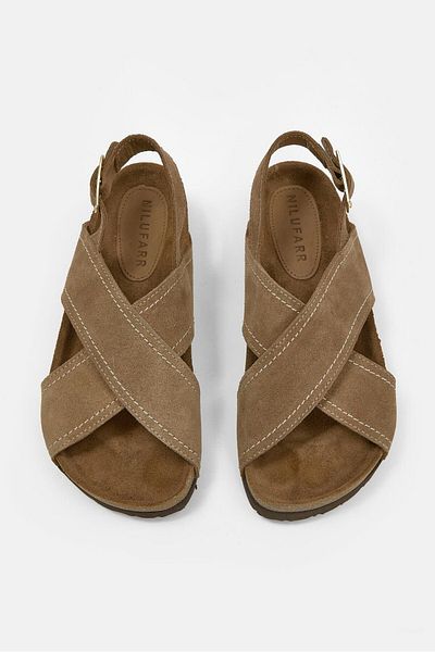 NILUFARR Mellany Biscuit Suede Genuine Leather Women's Sandals