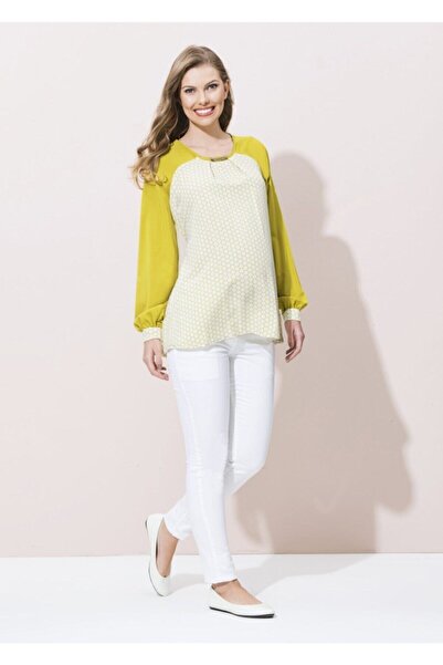 Genel Markalar Yeşil Metal Aksesuarlı Hamile Bluz