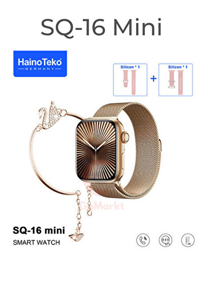 GoMarkt Kadın Akıllı Saat Bileklik Hediyeli Haino Teko SQ-16 Mini 3 Kordon Am...