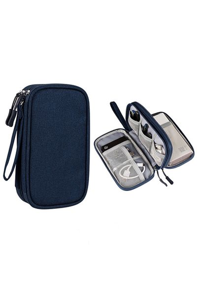 Choice Dark Blue B Travel Cable Bag Portable Digital Storage Pouch Charger Data Cable USB Bag Organizer Wat