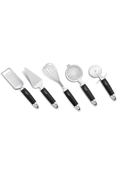 Zass Set de ustensile de bucătărie din oțel inoxidabil, 5 piese, ZASS Gourmet ZG-KT 04, negru-argintiu