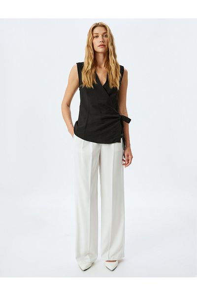 Koton Black Sleeveless Envelop Blouse For Women