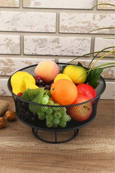VENON Nazlı Black Fruit Bowl Crisper Metal Basket Multi-Purpose Box Bathroom Kitchen Organizer