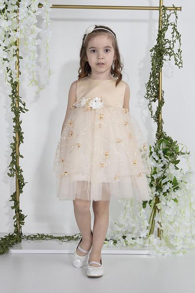 MİNİMONY Miniminy 1-5 Years Butterfly Detail Tulle Baby Girl Παιδικά Eid Graduation Prom Βραδινό φόρεμα Νυφικά Φορέματα